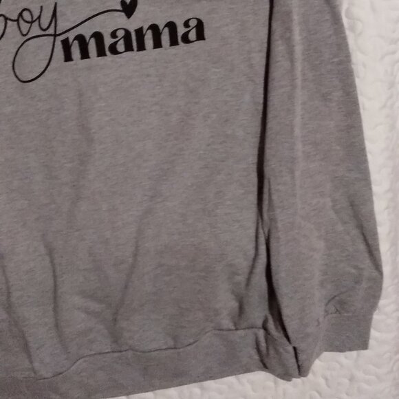 "Boy Mama" Women's size M.  Gray With Small Zip.  Lightweight Sweatshirt.  Long - Picture 2 of 8